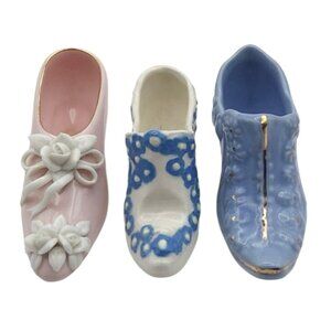 Vintage Miniature Porcelain Collectible High Heel Shoes Set of 3 MCM